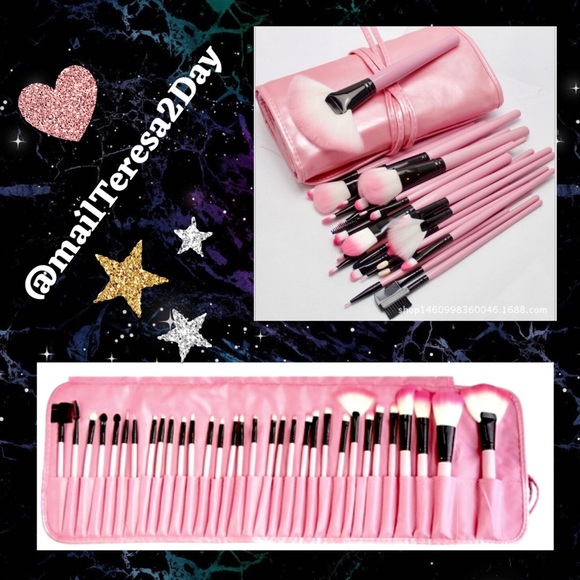 NEW: 32-Piece Set of Prof. Make-up Brushes w/Pouch - Picture 2 of 5